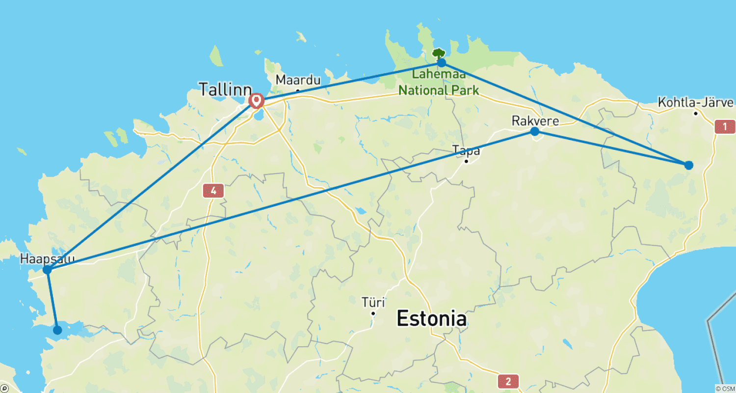 Mapa trasy: Estonia Adventure Tour