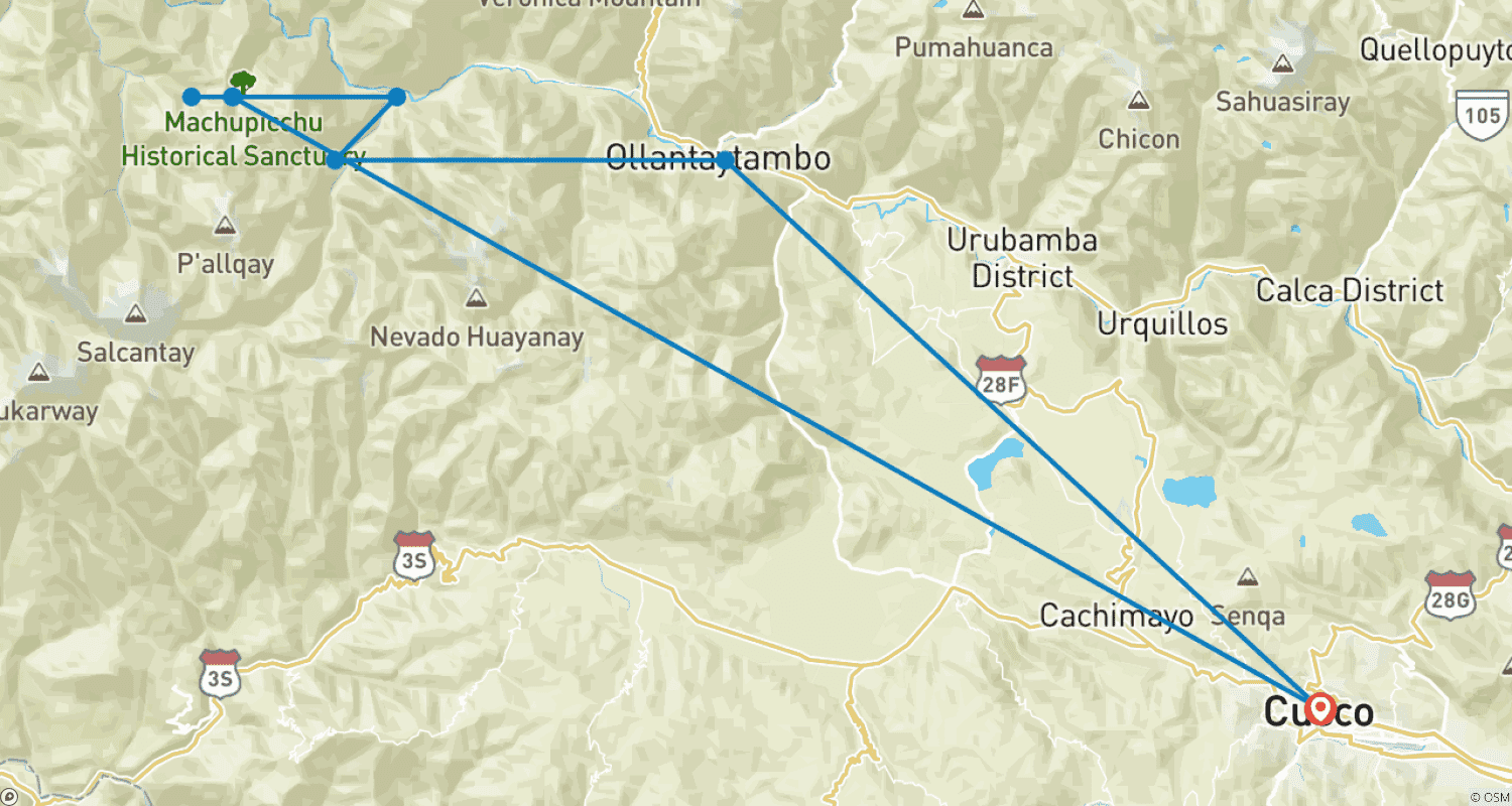 Mapa trasy: Szlak Inków do Machu Picchu