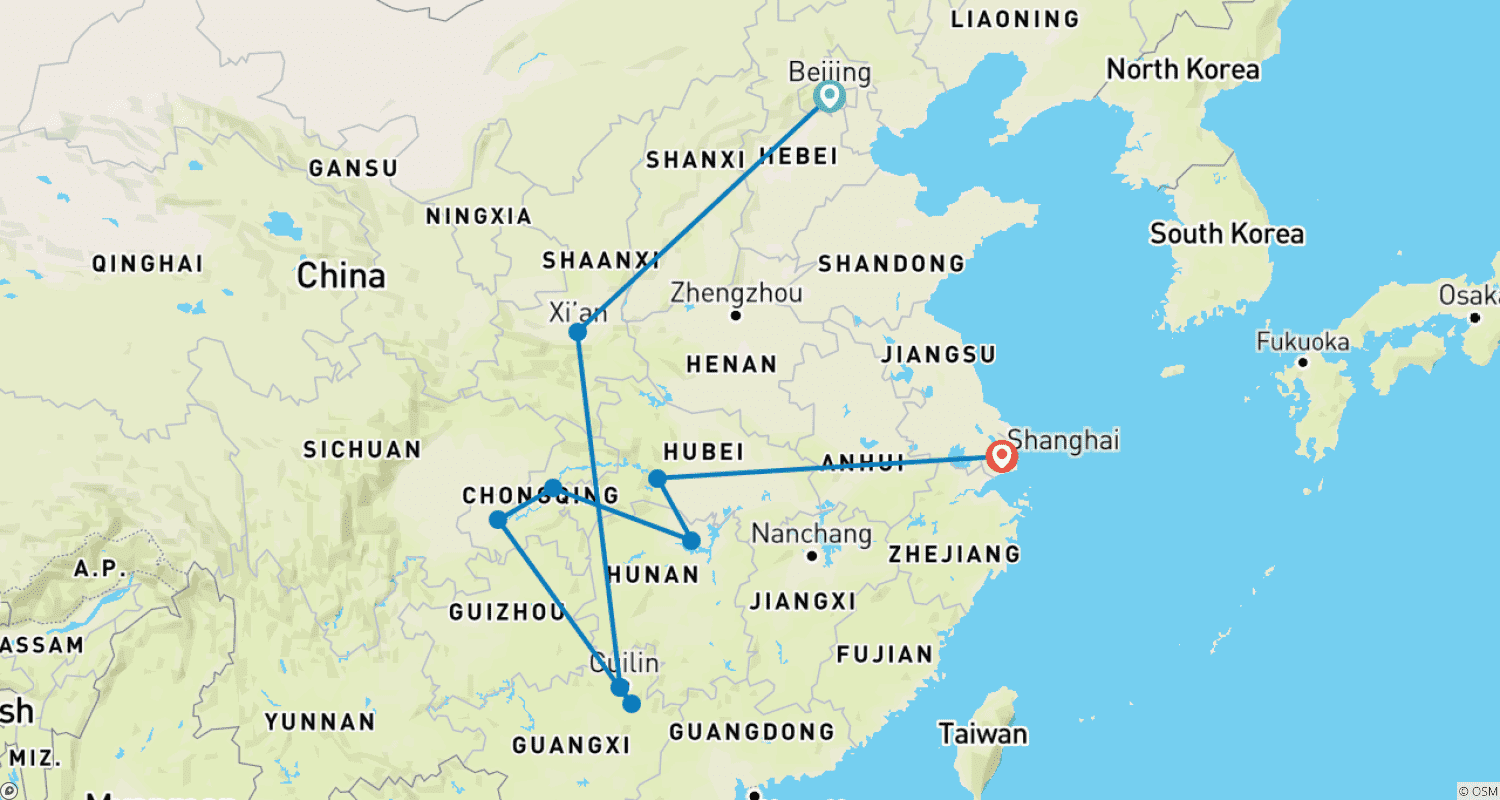 خريطة مسار Best of China Tour with Yangtze(Private Tailored)