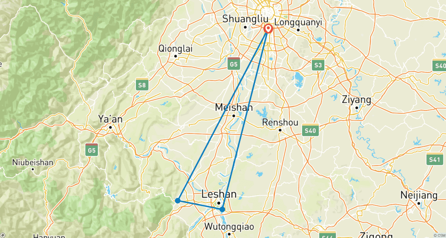 Mapa trasy: Chengdu’s Natural Panda Paradise