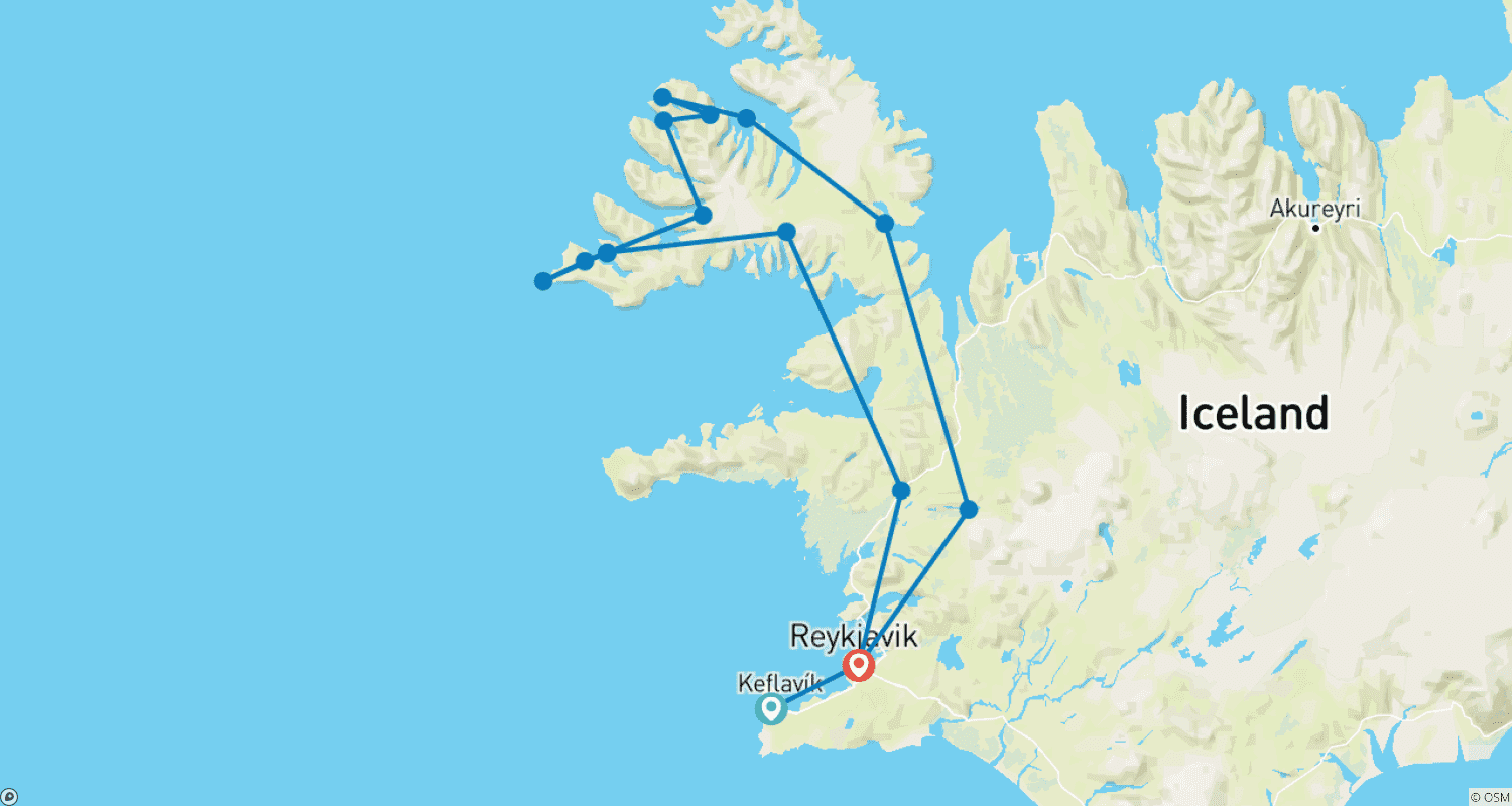 خريطة مسار 8 Days Westfjords of Iceland