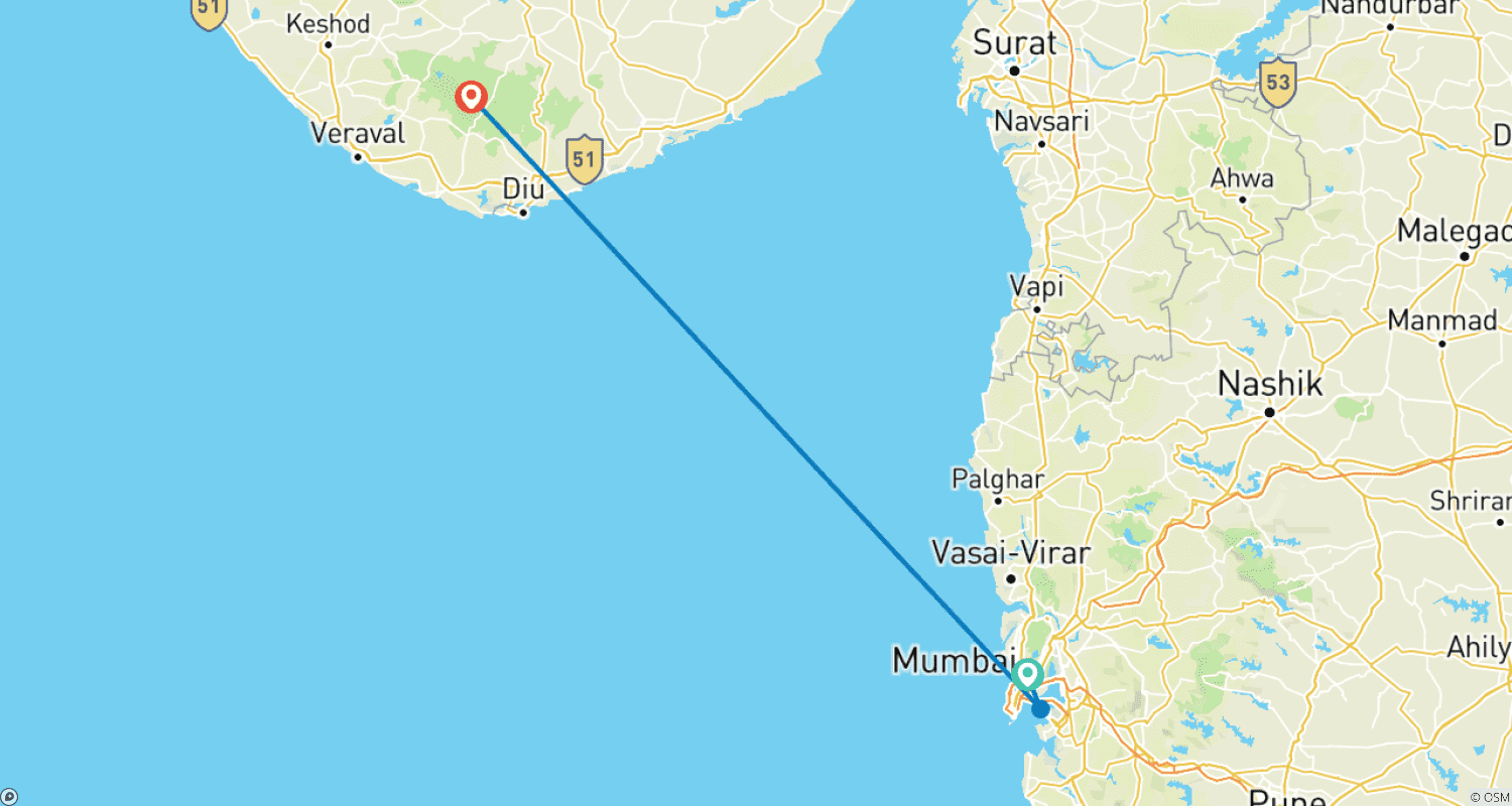 خريطة مسار Gir National Park Tour with Mumbai