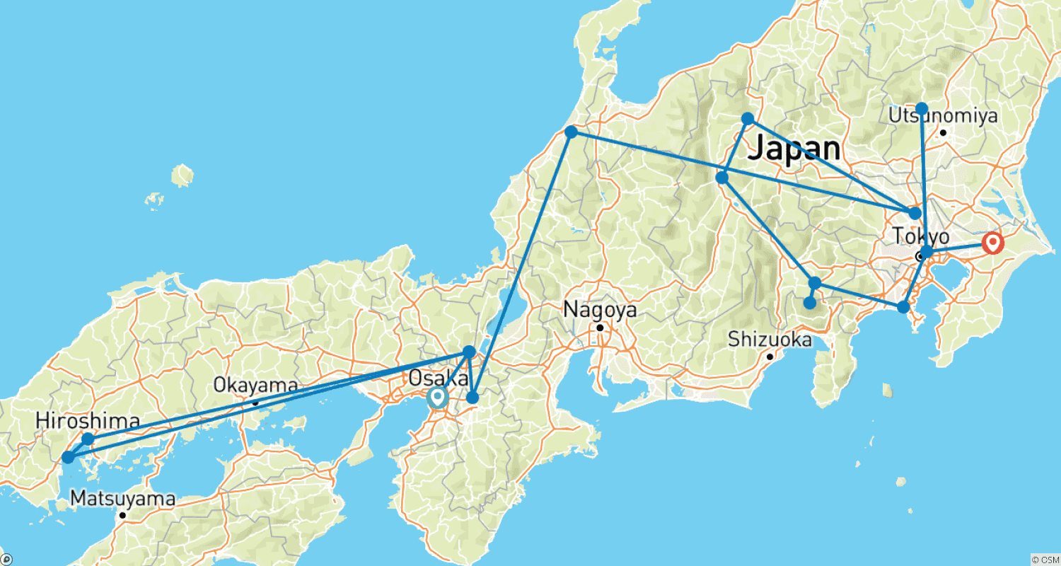 خريطة مسار Tour - Japan Bonsai