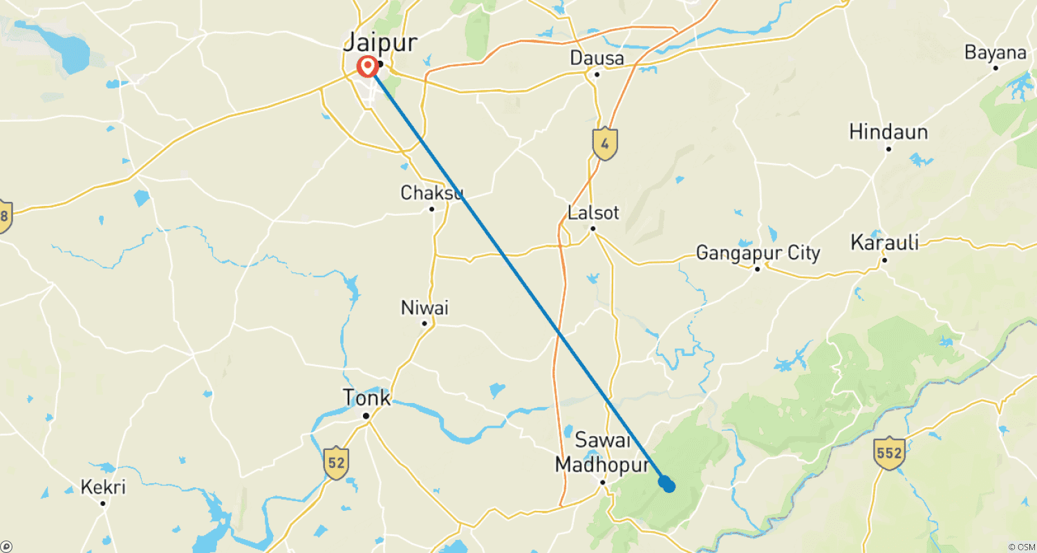 خريطة مسار Jaipur and Ranthambore Tour Package