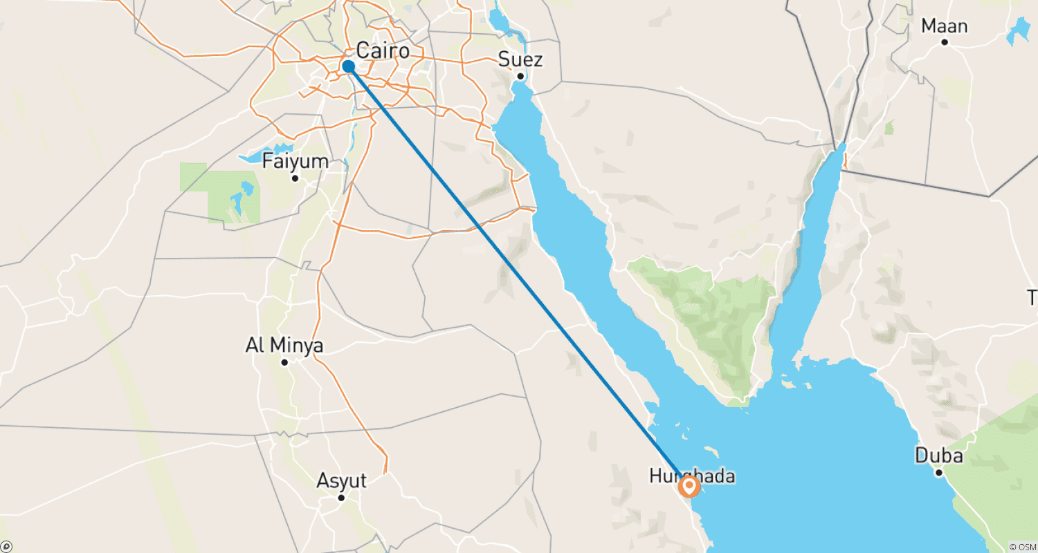 Mapa do percurso de Excursão de um dia ao Cairo saindo de Hurghada
