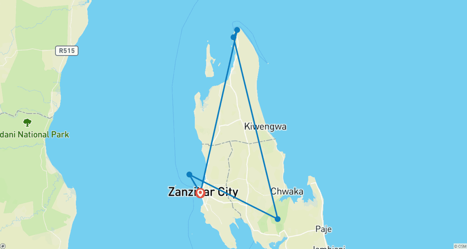 Zanzibar Holidaysのルートマップ