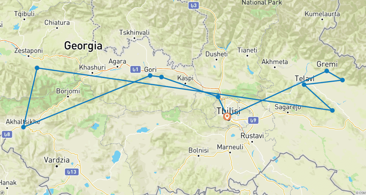 Mapa do percurso de Ciclismo na Geórgia (Novo)