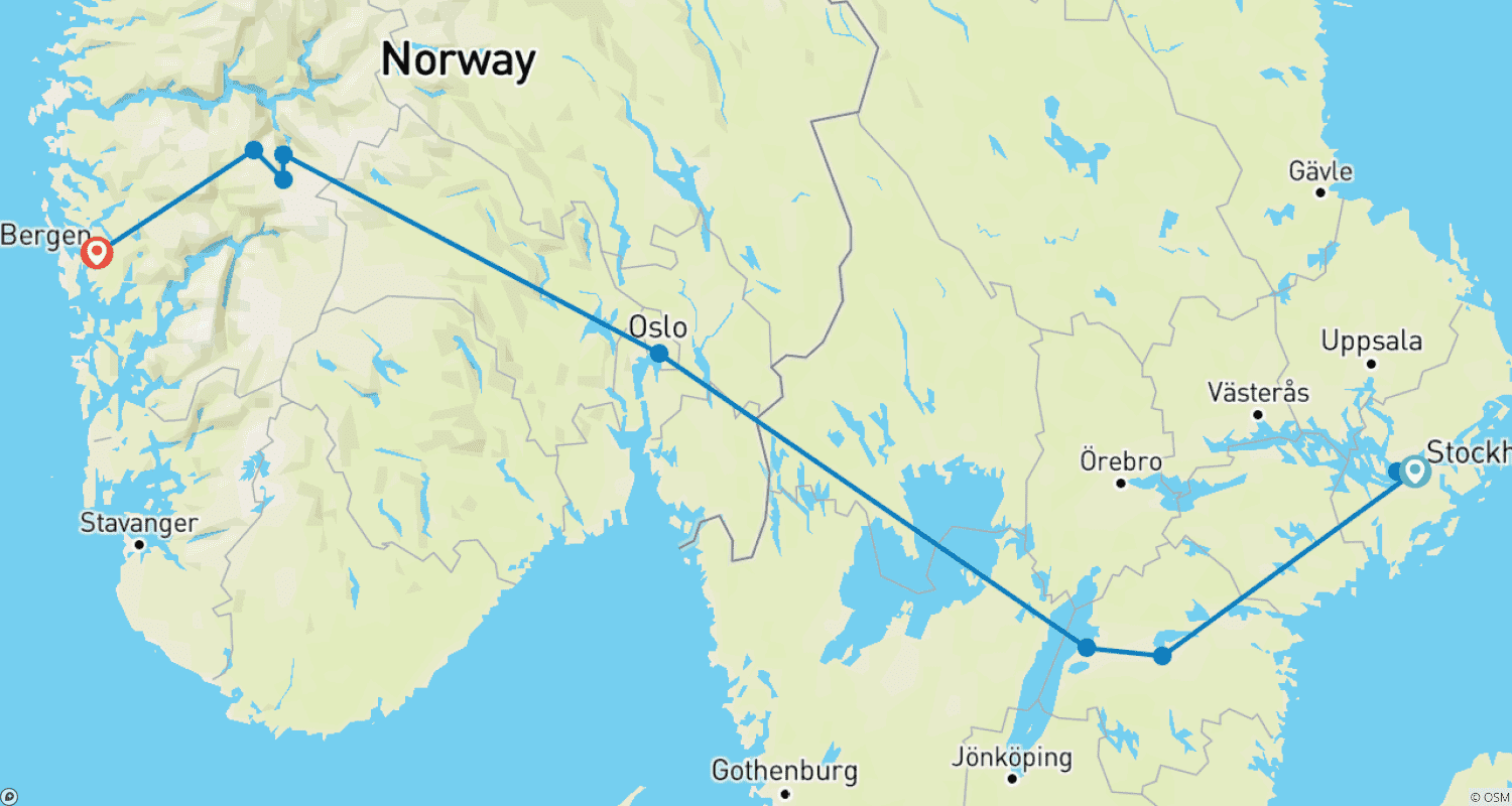 خريطة مسار Premium Sweden and Norway (11 destinations)