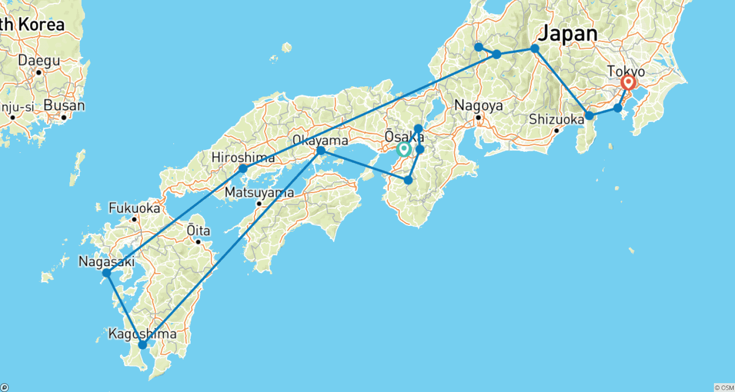 Mapa trasy: Wycieczka objazdowa - Japonia Sumo