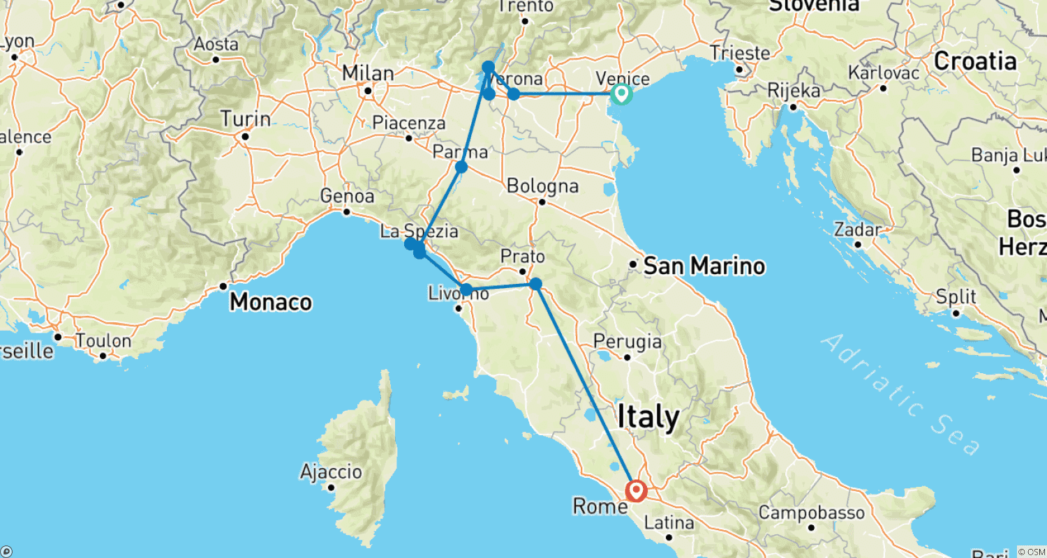 Mapa trasy: Essential Italy