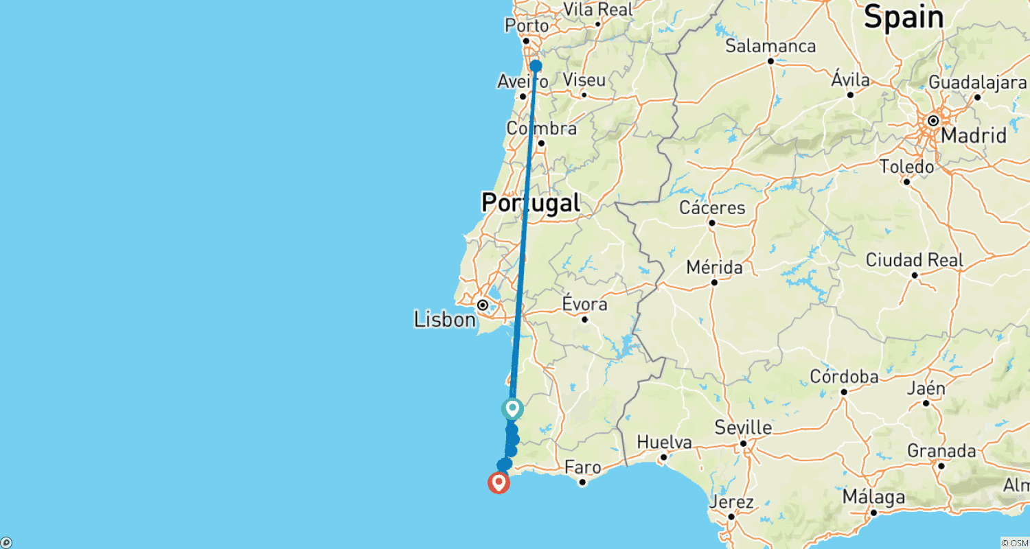 Mapa trasy: Rota Vicentina