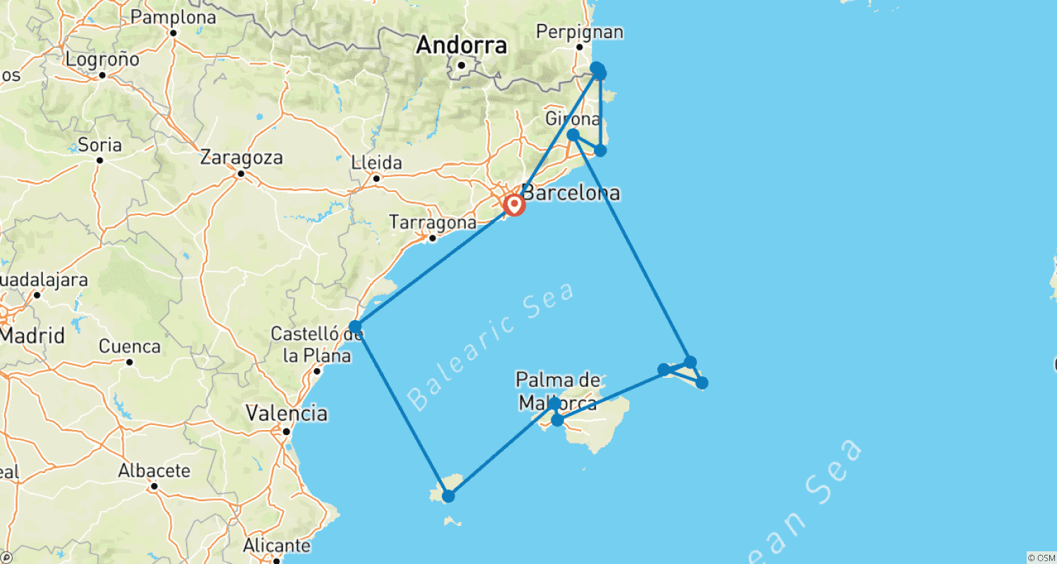 Mapa do percurso de Explorando as Ilhas Baleares com Ibiza
