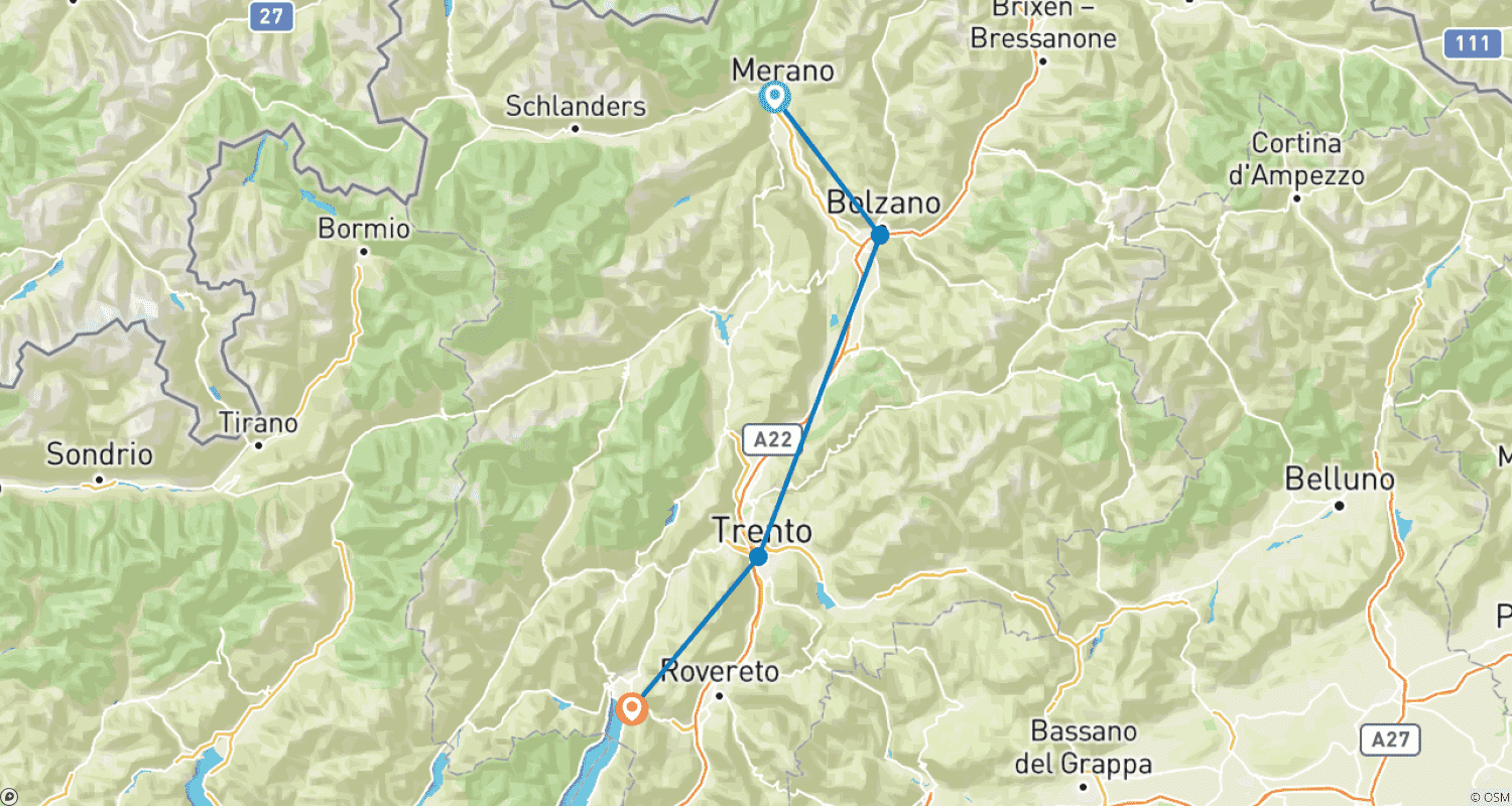 Mapa trasy: Von Meran zum Gardasee