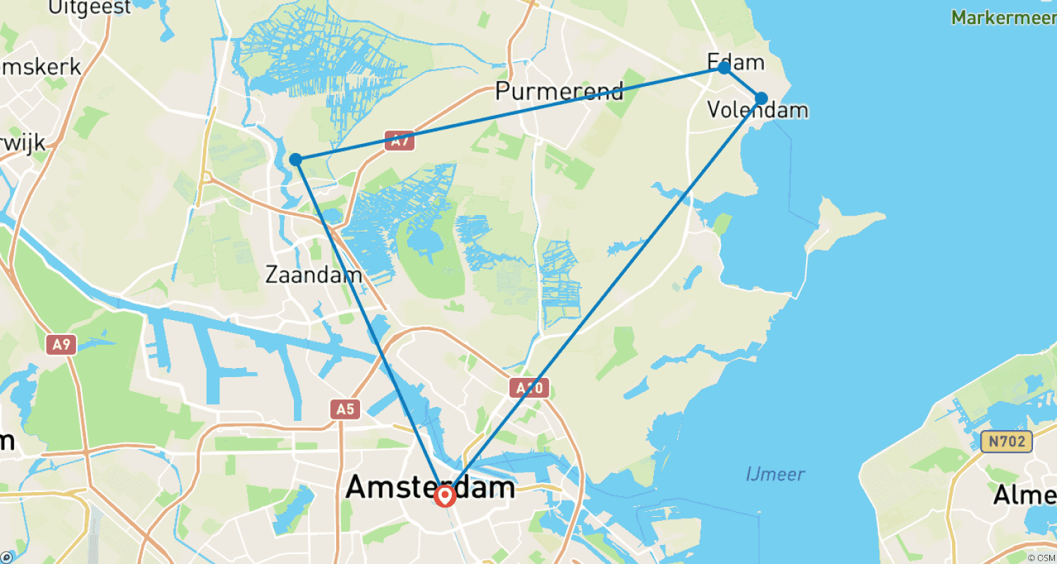 Mapa trasy: Indywidualnie dopasowana 5-dniowa prywatna wycieczka po Niderlandach, transfer z lotniska i ekskluzywny przewodnik