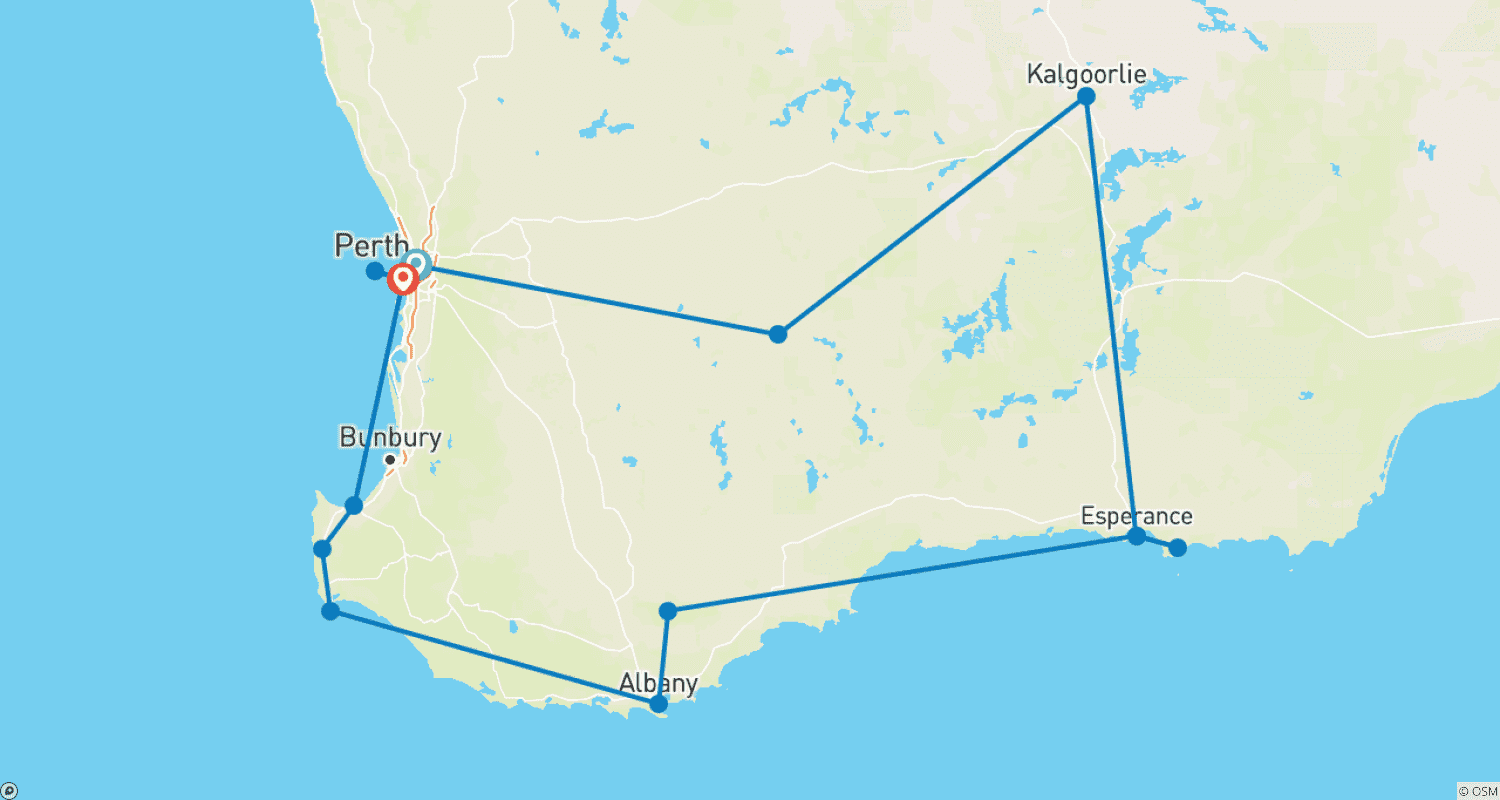 Mapa do percurso de Escapada ao Sudoeste (2025/2026, 11 Dias)