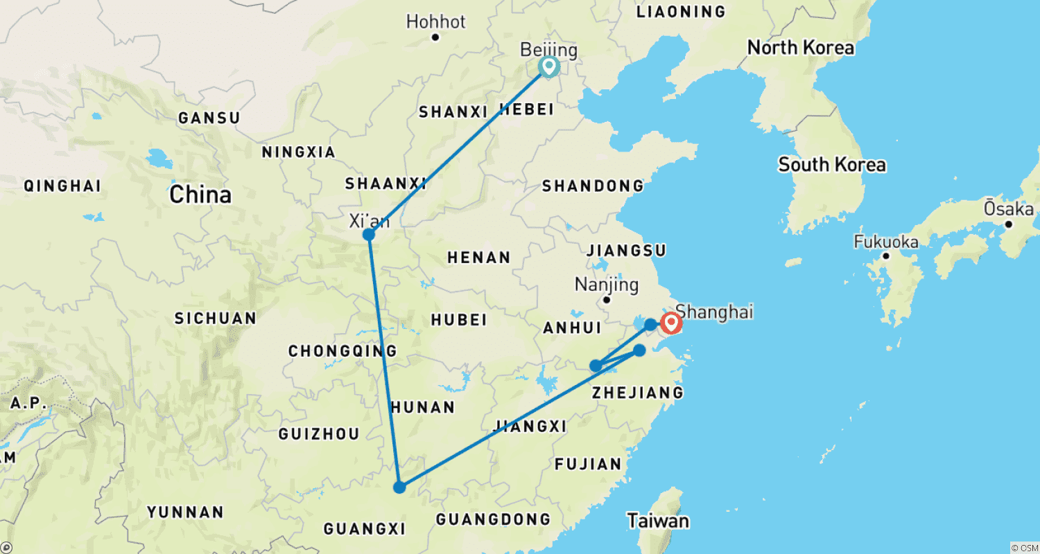 Mapa do percurso de China Autumn in Colors (Private Bespoke)
