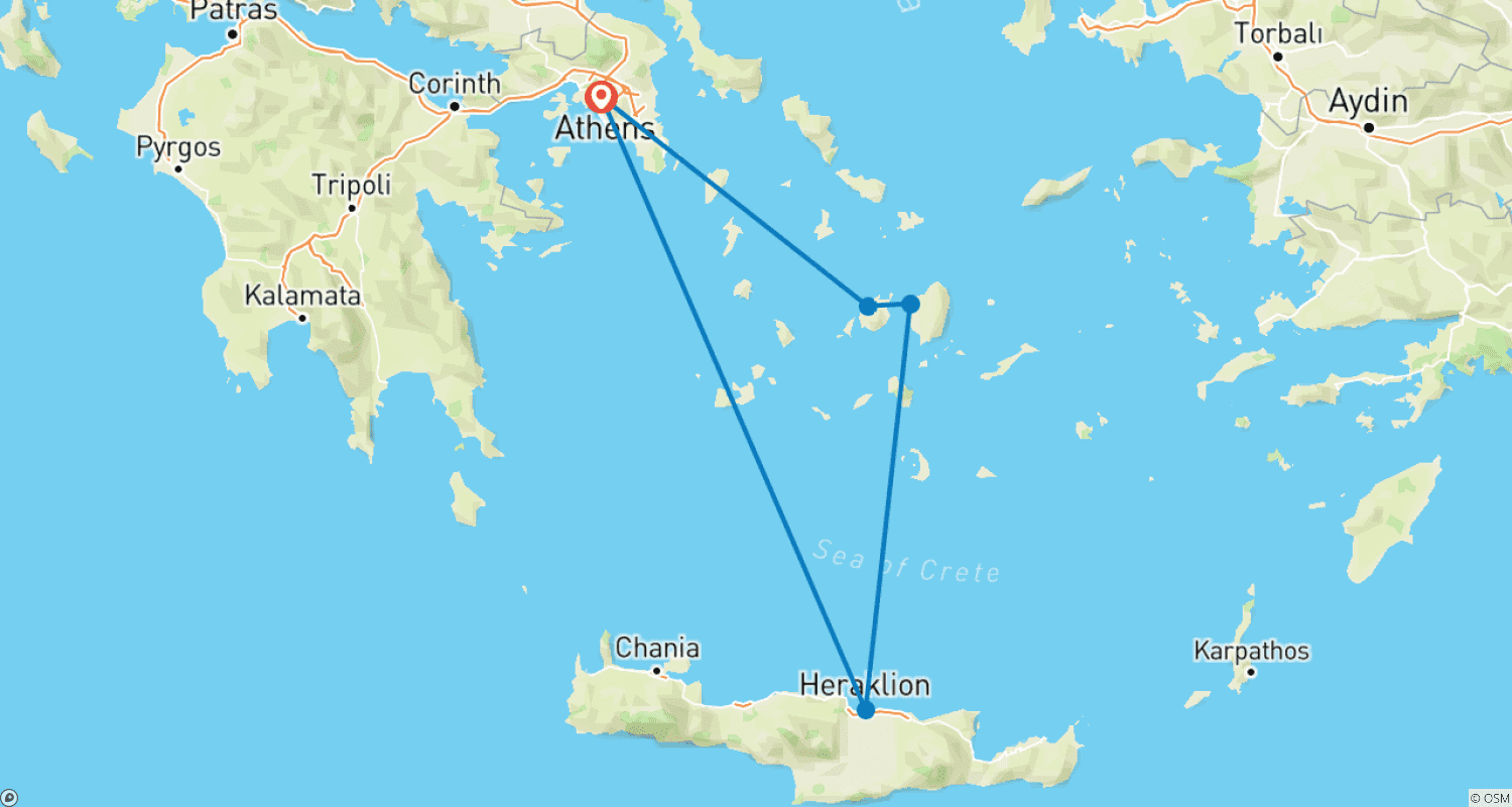 ギリシャの島々を巡る冒険のルートマップ