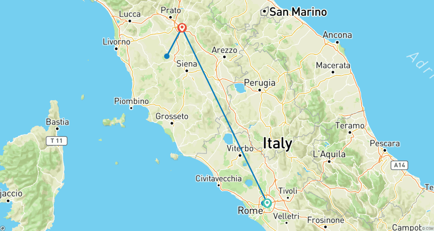 Mapa trasy: Independent Rome & Florence City Stay