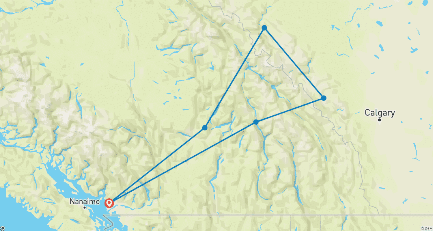 خريطة مسار 5-Day Canadian Rockies Private Exploration Tour