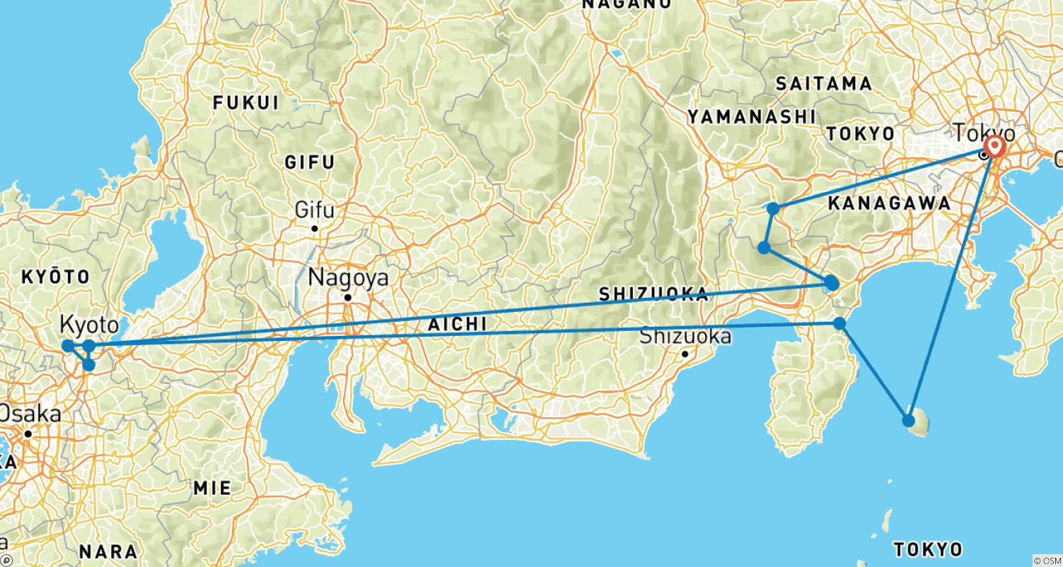 خريطة مسار Ultimate Japan Honeymoon (Private Tailored)