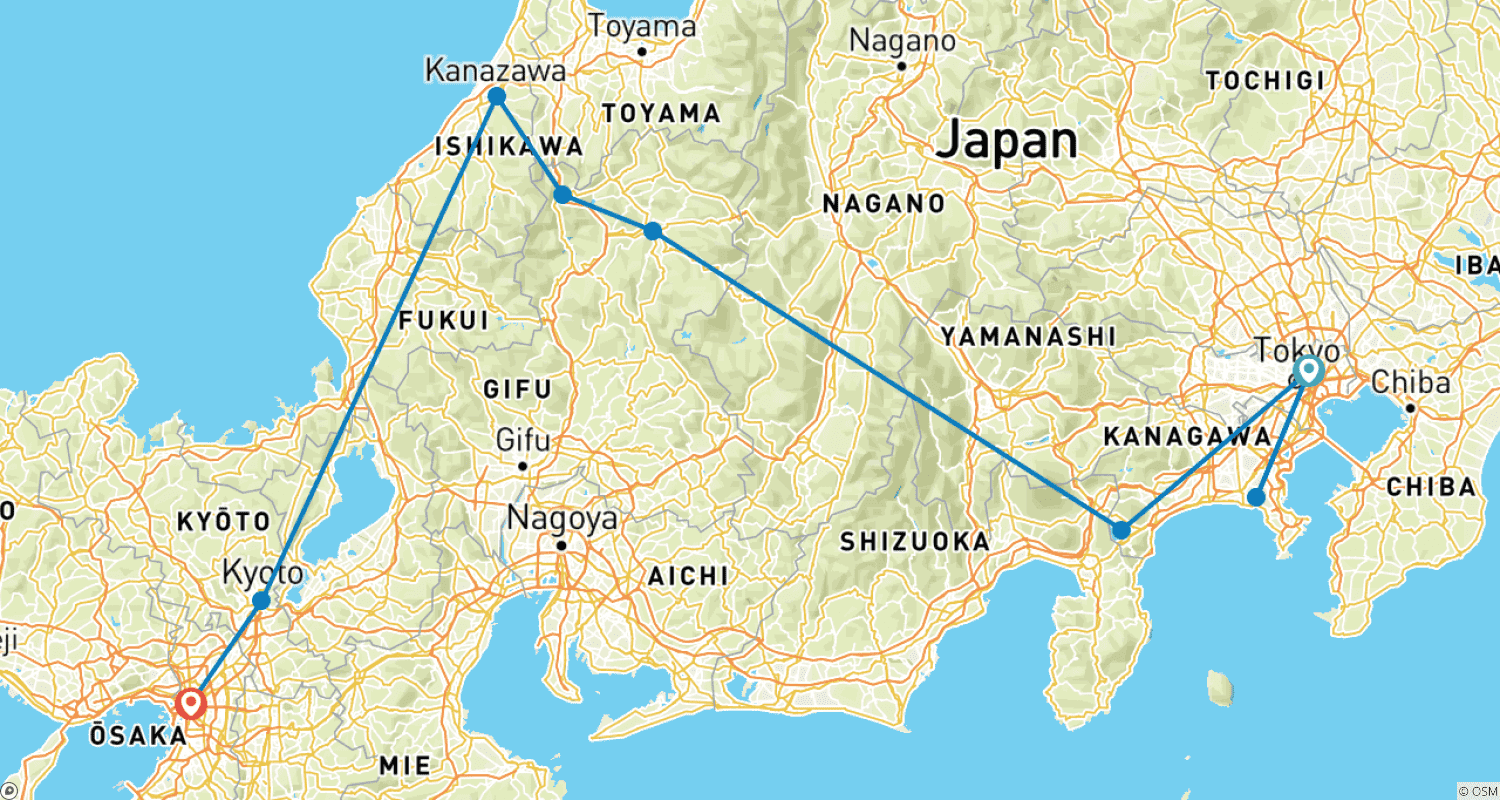 Cherry Blossoms of Japan Tour(Tailor-Made Private)のルートマップ