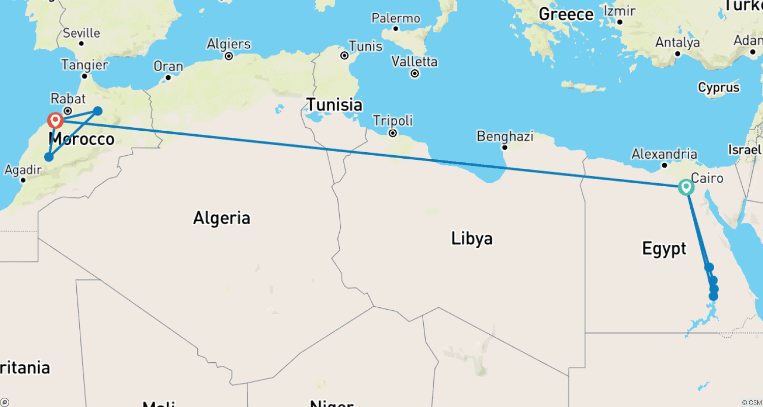 خريطة مسار مميزات مصر والمغرب (تخصيص خاص)