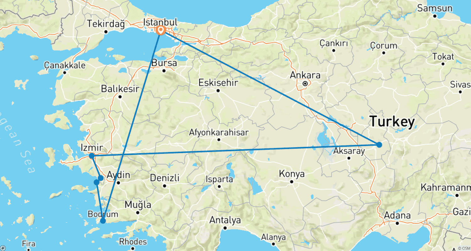 Mapa trasy: The Classical Turkey Tour (Private Tailored)