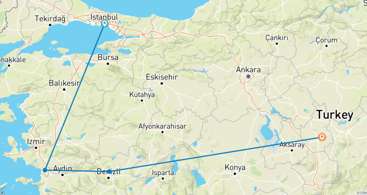Mapa trasy: From Istanbul to Cappadocia (Private Customize)