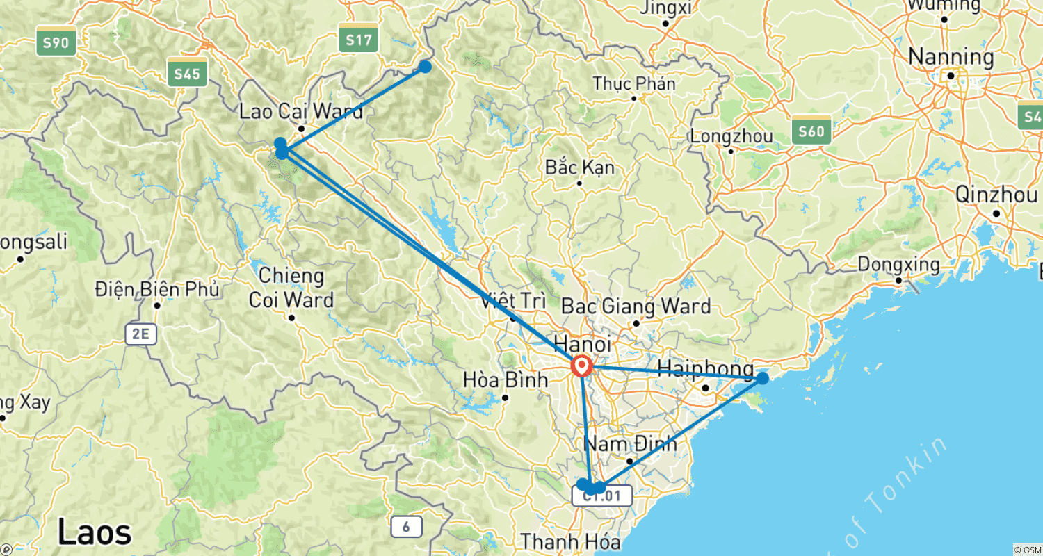 Mapa trasy: Odkrywanie Północnego Wietnamu (Prywatna, Szyta na Miarę)