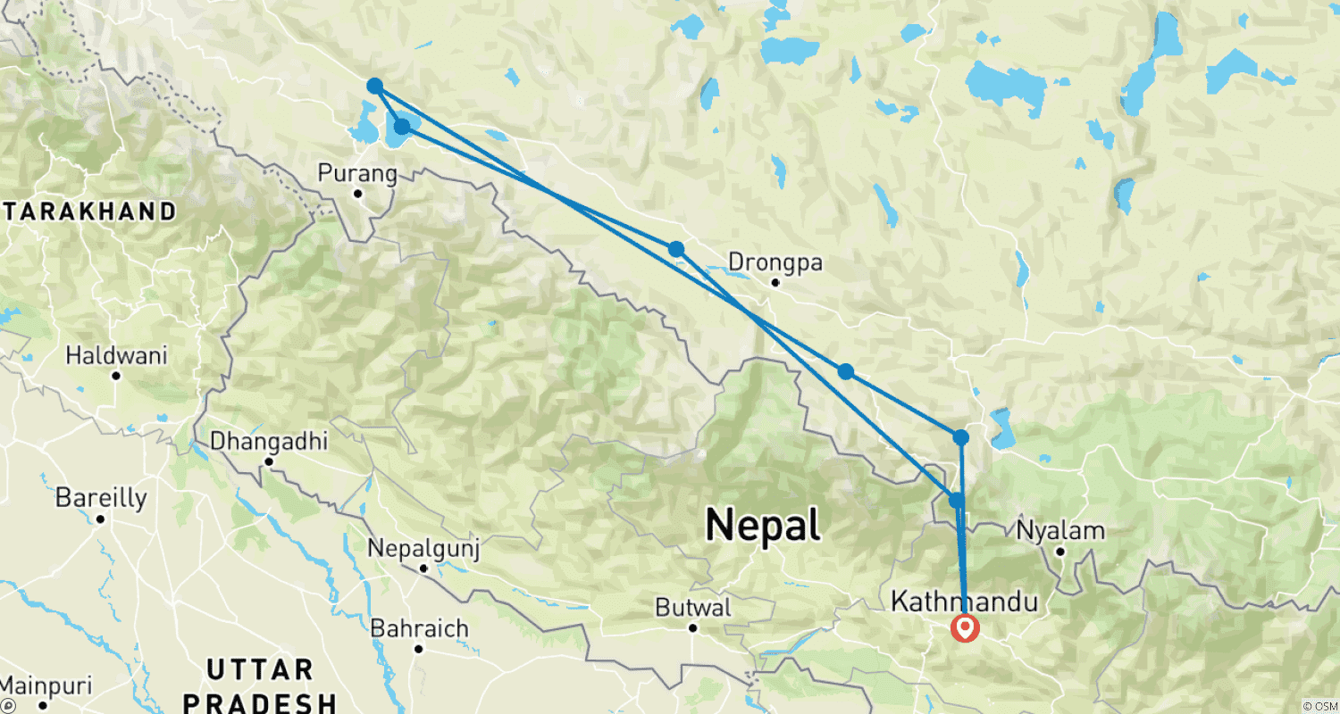 Mapa trasy: Mount Kailash Tour- Drive In Drive Out