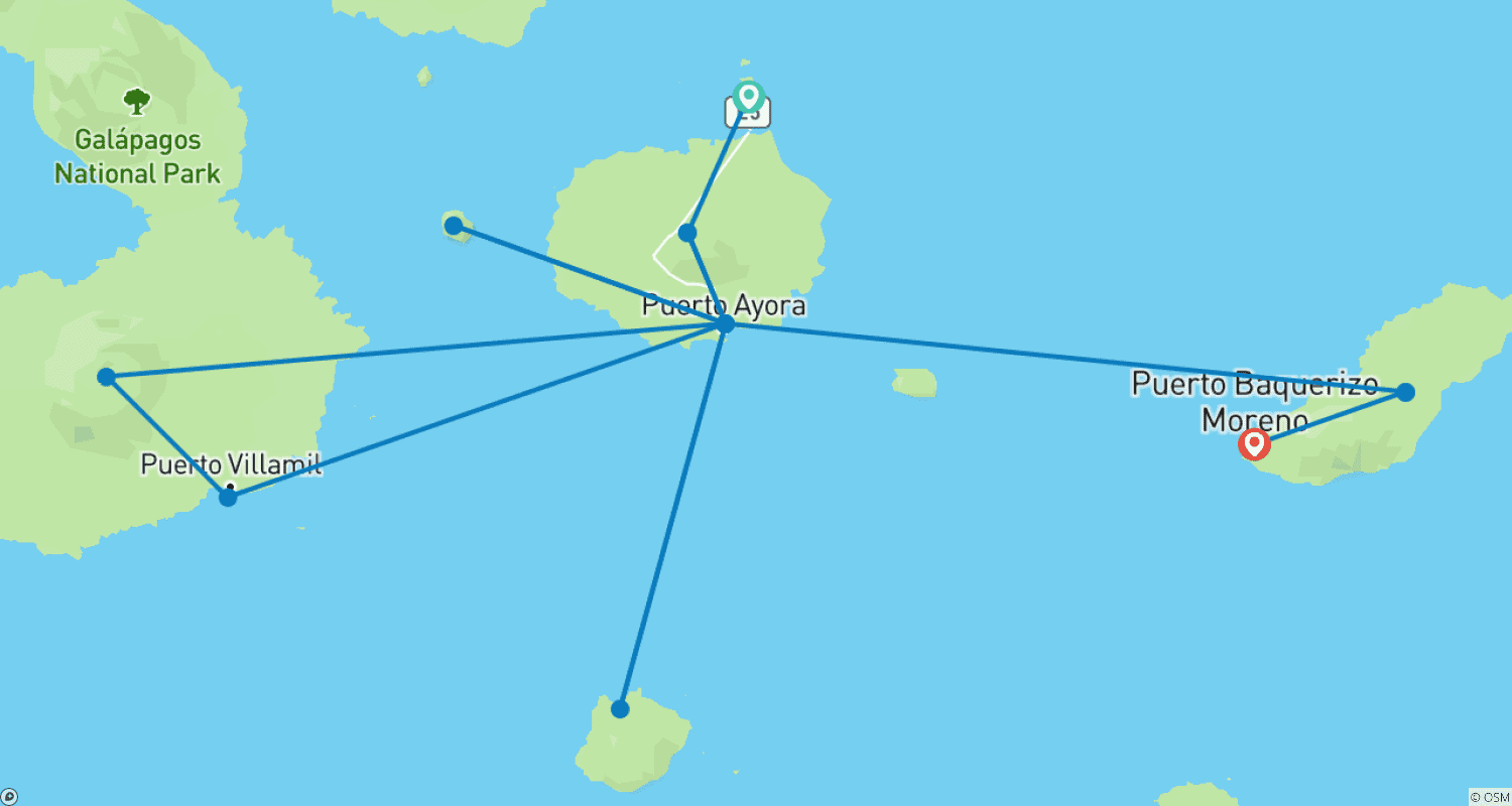 Mapa do percurso de 8 Days Galapagos Experiences "Santa cruz and San Cristobal"