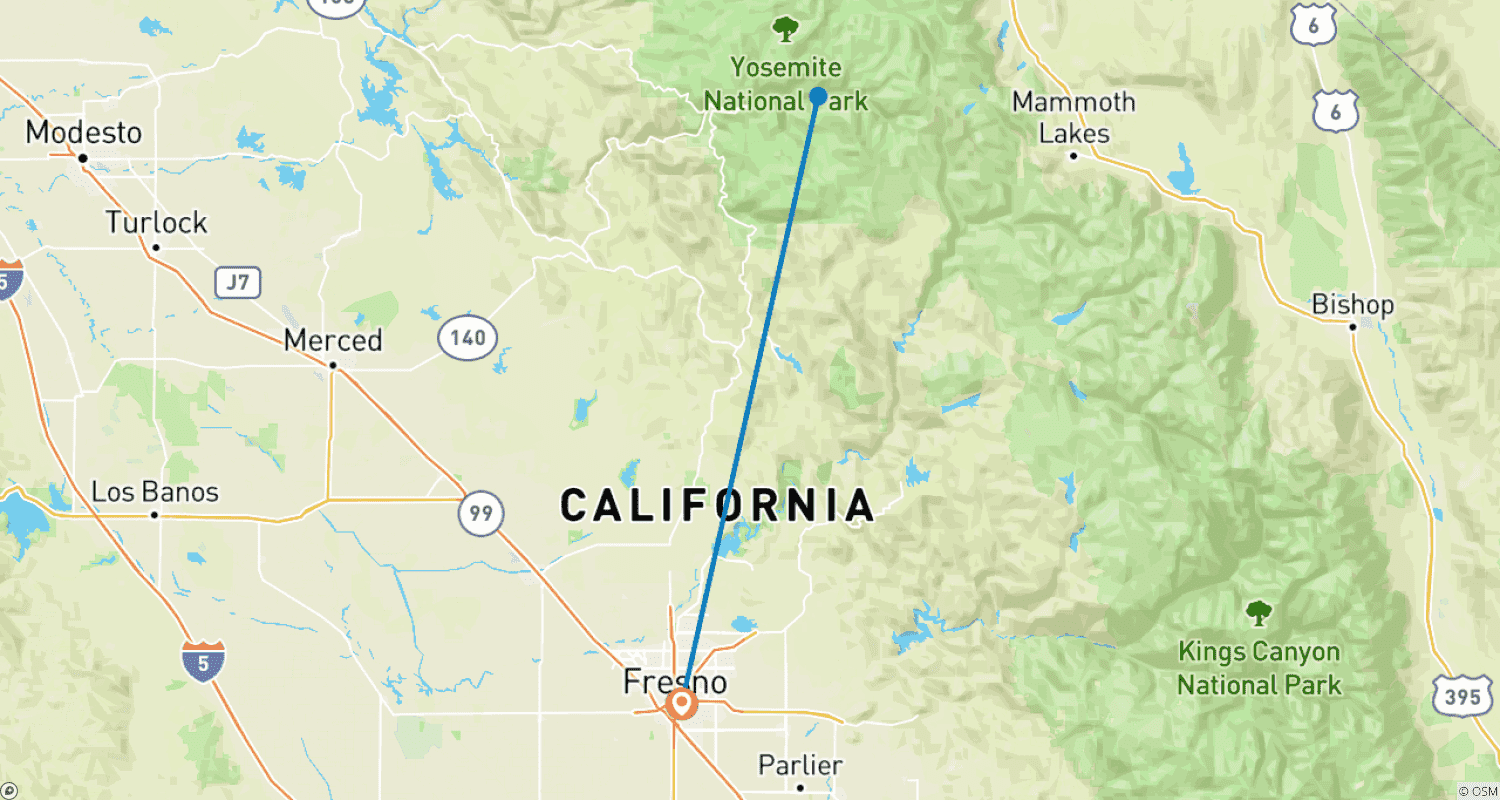 Mapa do percurso de Trilha John Muir: Do Lago Florence a Yosemite