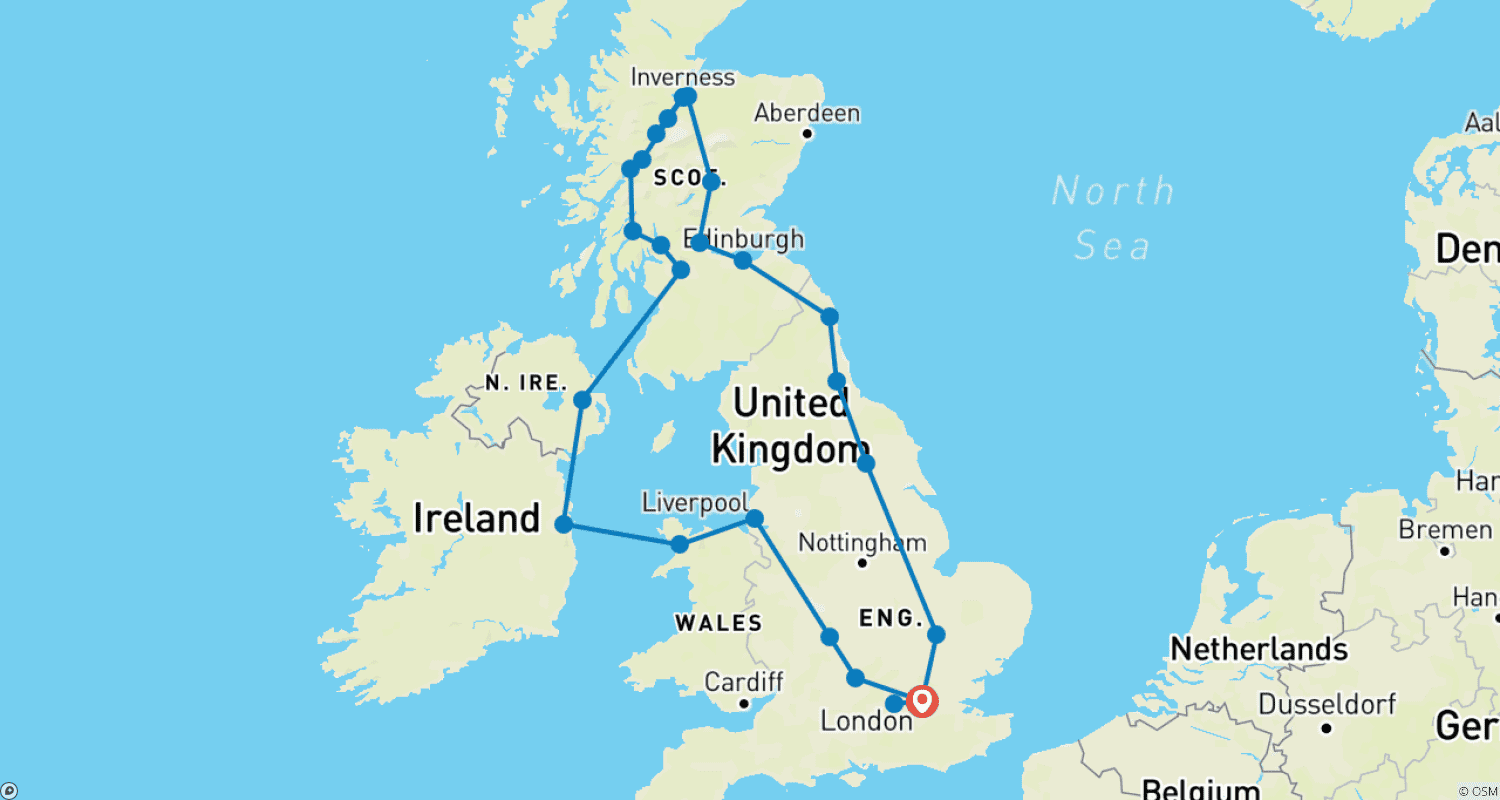 خريطة مسار United Kingdom Leisurely