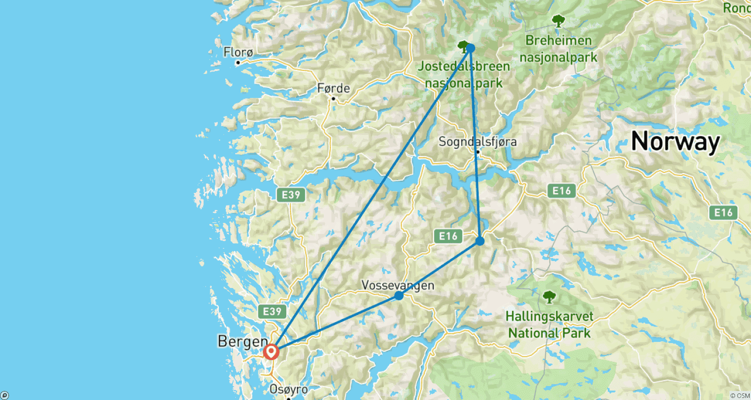 خريطة مسار Adventure on The Fjords - fly & drive