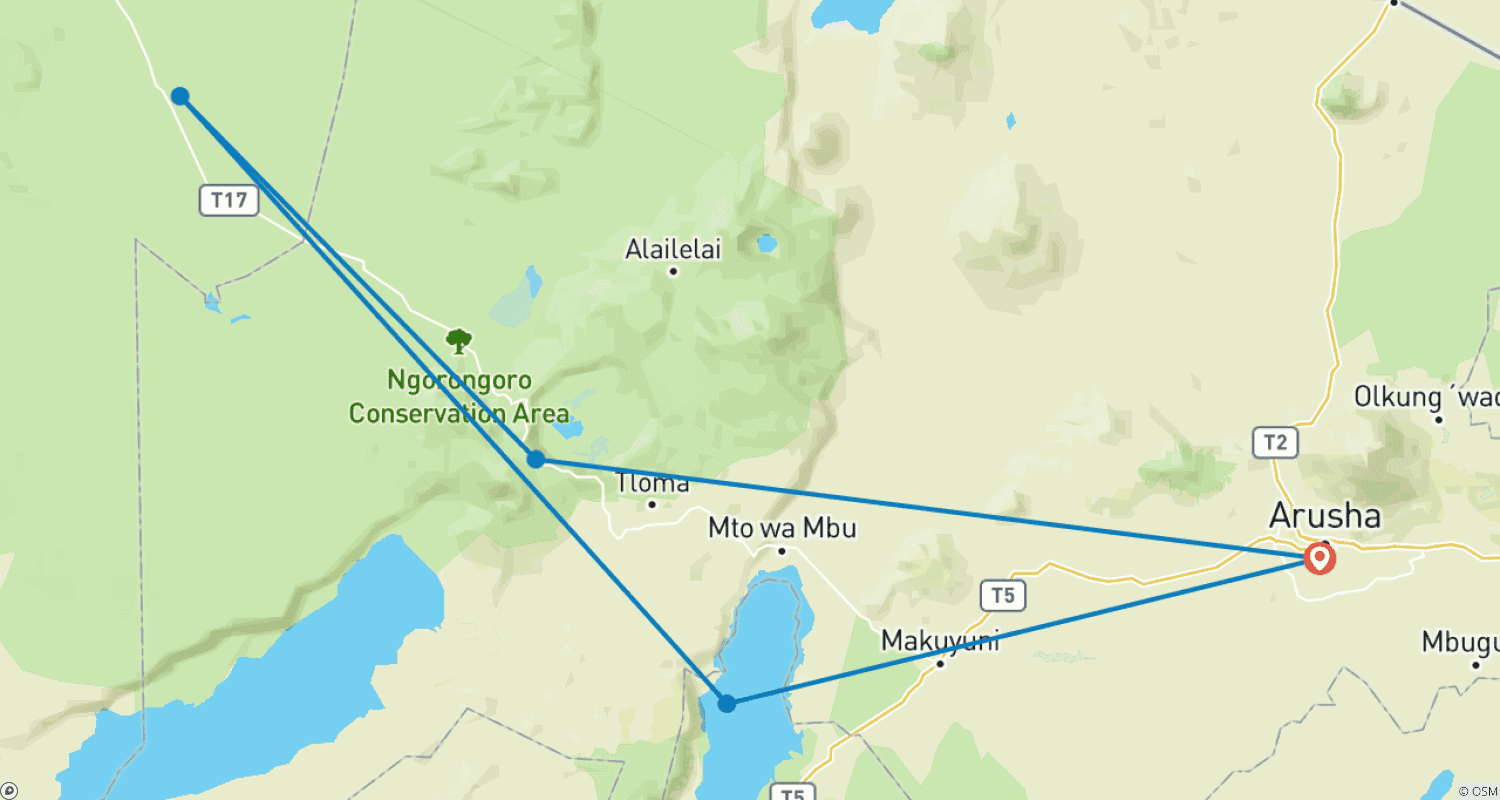 Mapa trasy: 6-dniowe Safari Migracyjne