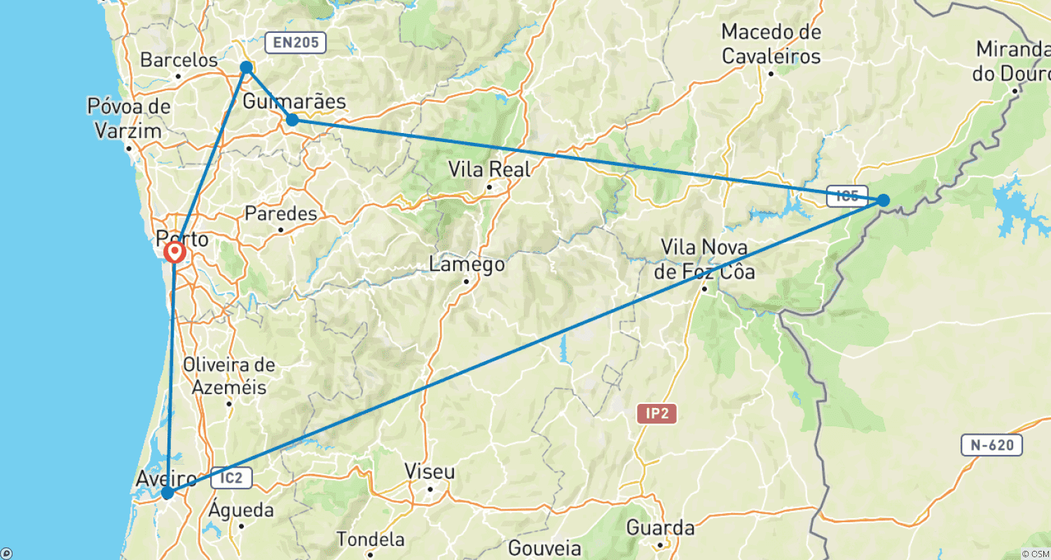 Mapa trasy: Cuda Północnej Portugalii