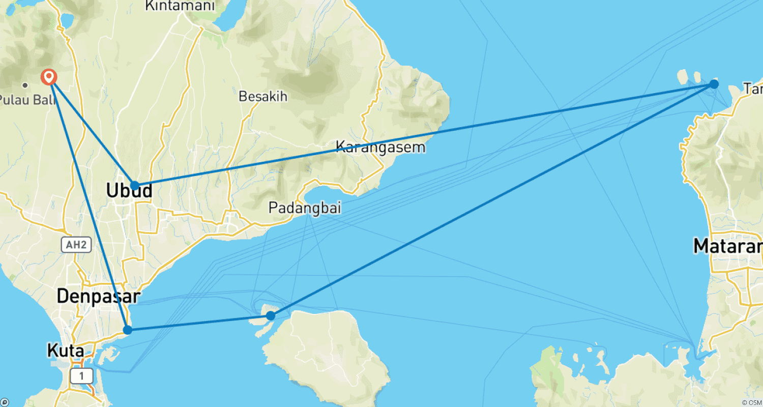 Island Hopping from Bali - Experience Stays Collectionのルートマップ