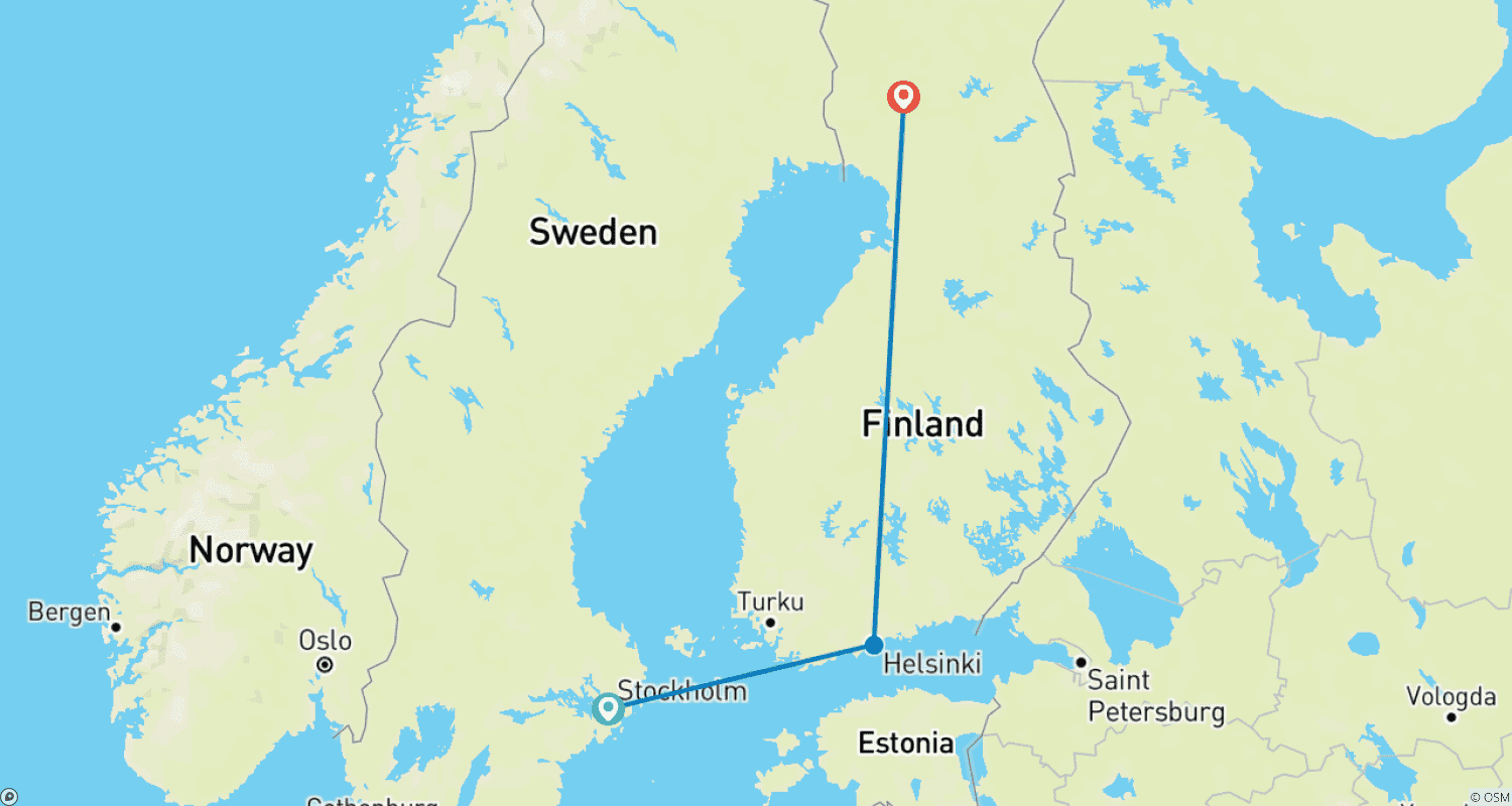 Mapa do percurso de Noites Escandinavas: À Magia da Aurora Boreal no Glasiglu