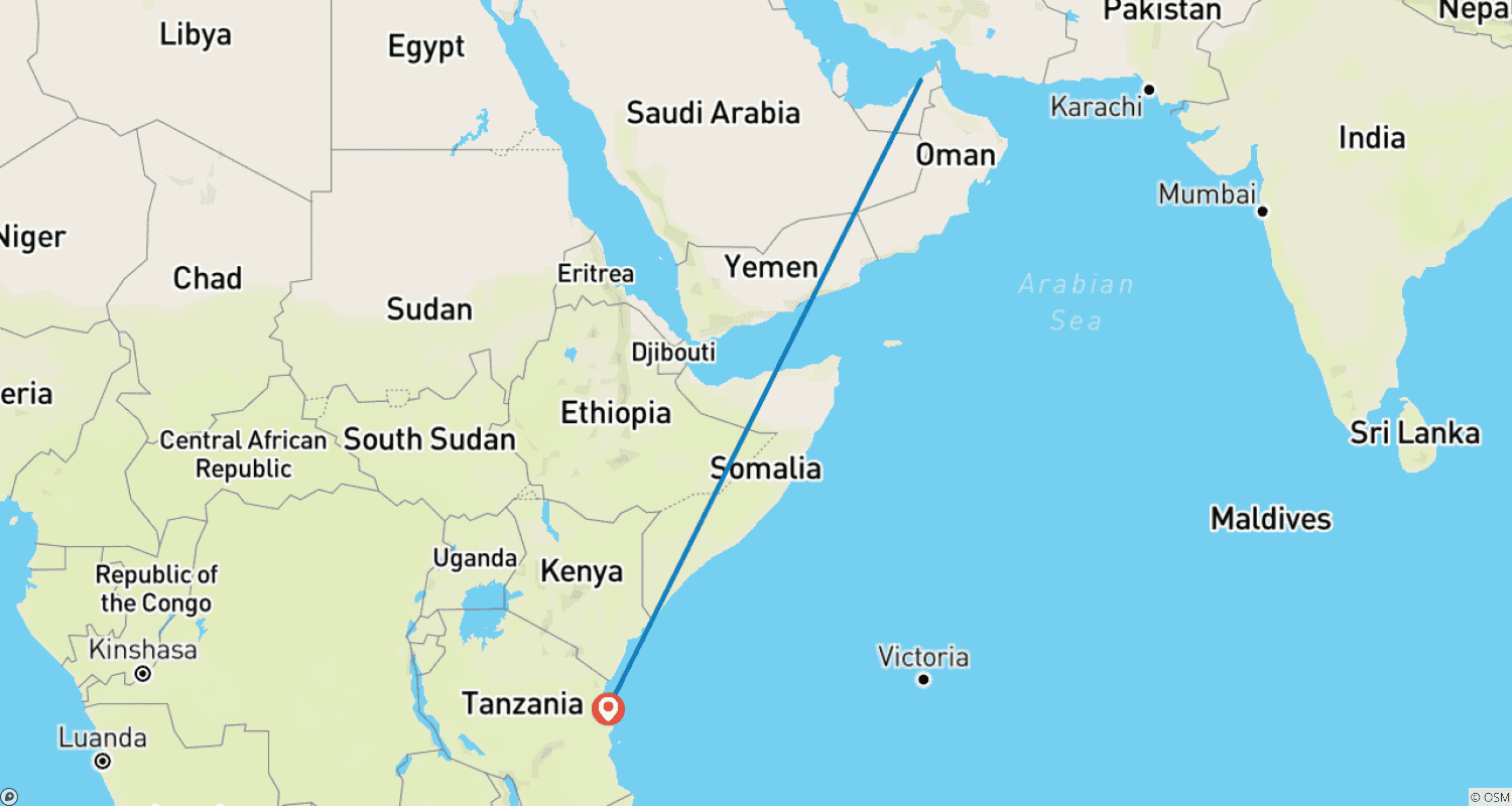 Mapa trasy: Dubaj i Zanzibar: Panorama miasta spotyka piaszczystą plażę