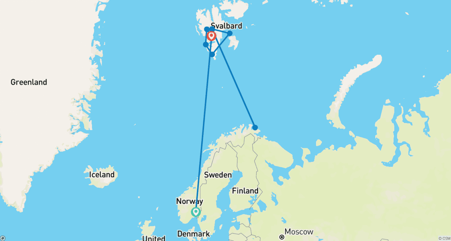 Mapa do percurso de Circunavegando Spitsbergen | No Reino do Urso Polar | 2024 (MS Fram)