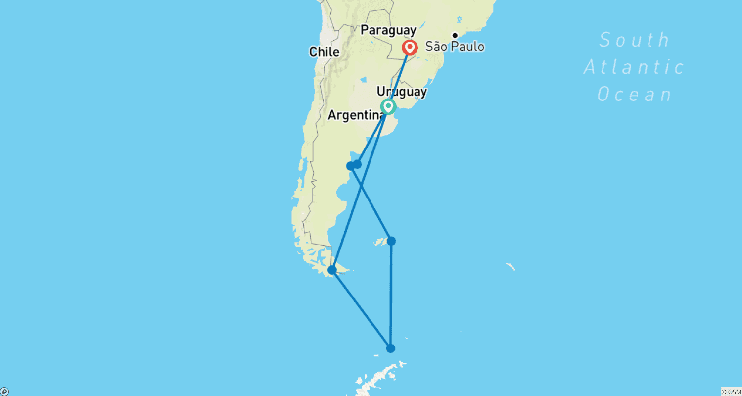 Mapa trasy: Ekspedycja na Antarktydę i Falklandy | Północna (2024)