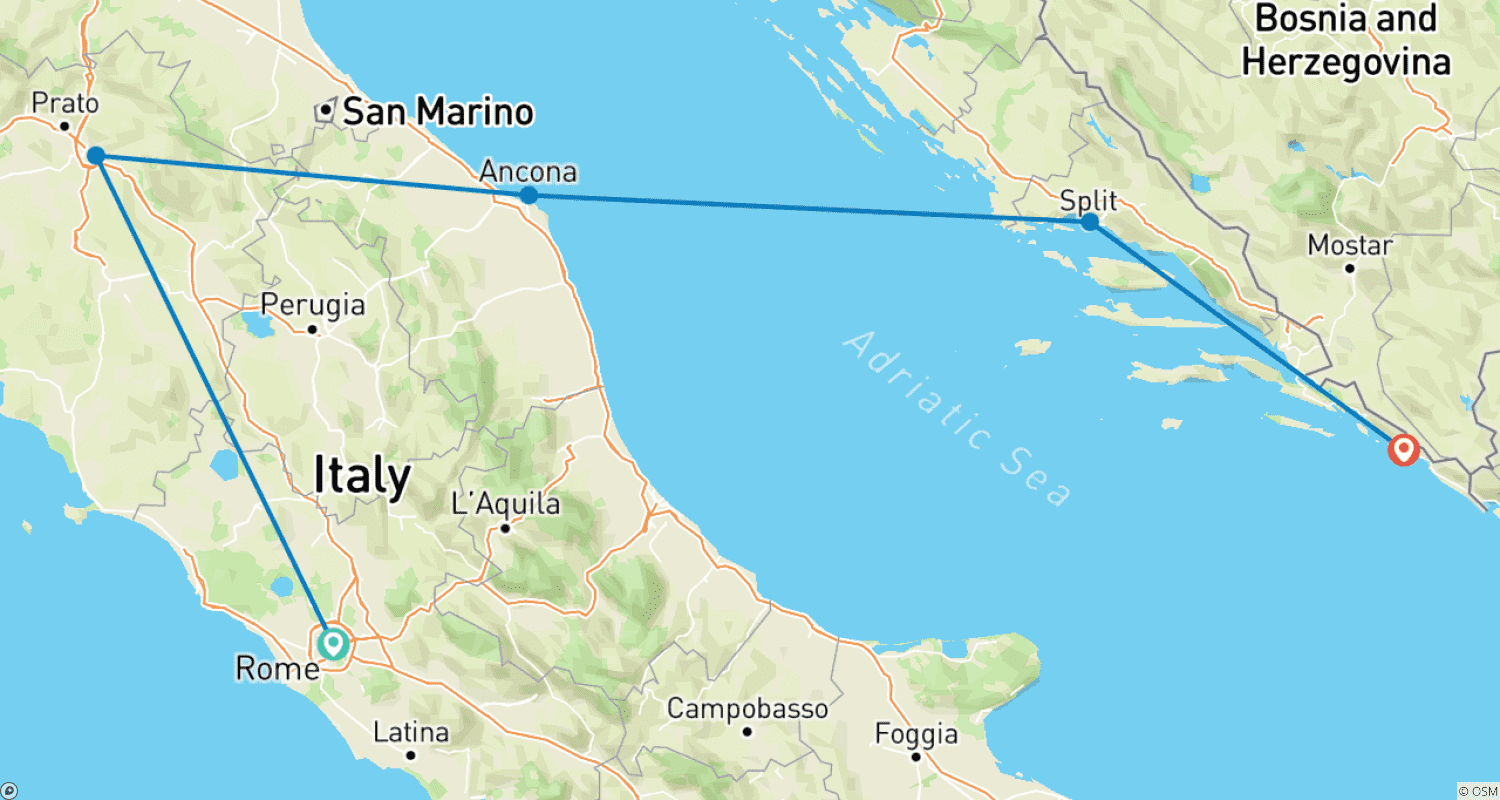 Mapa do percurso de Adriatic Voyage