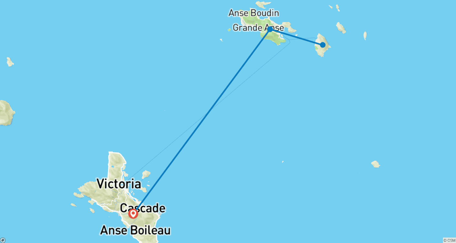 Mapa do percurso de Seychelles Island Hopping Mahé & Praslin