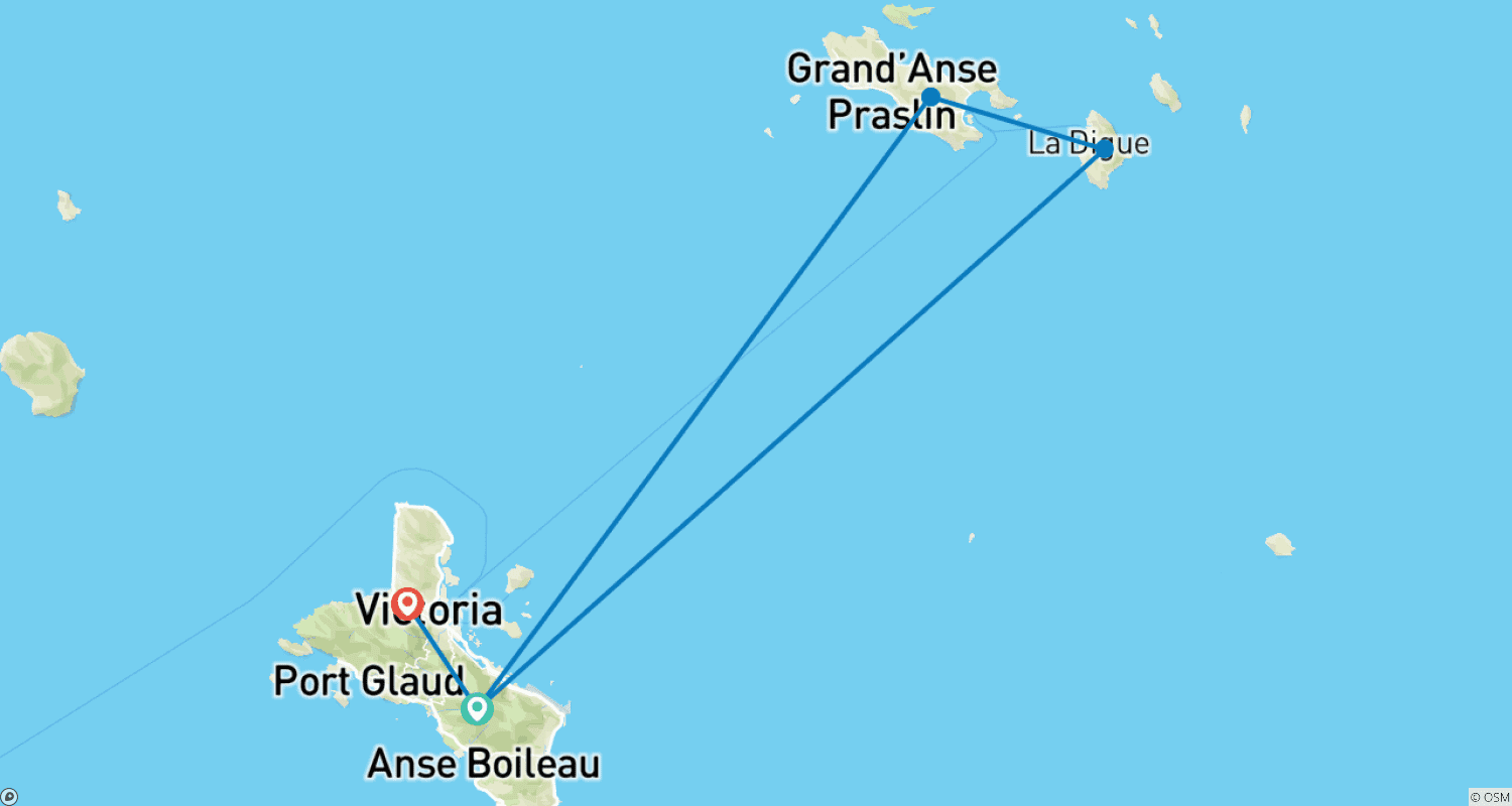 Mapa trasy: Intensywne Skakanie po Wyspach Seszeli
