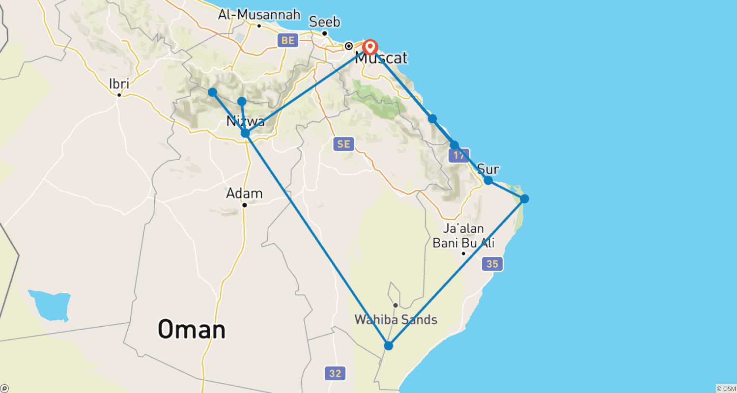Mapa trasy: Oman Experienced