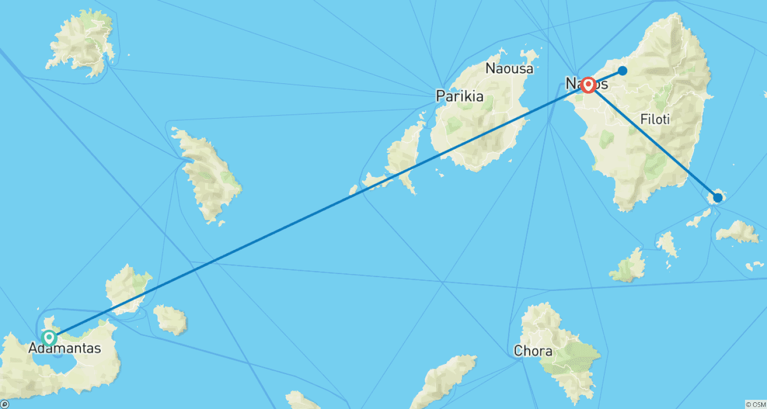 Mapa trasy: Milos i Naxos 7 dni