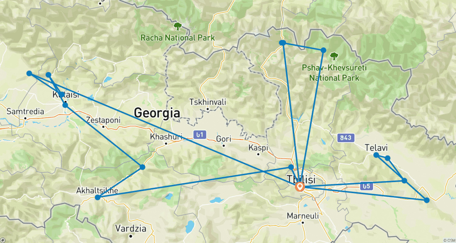 Mapa trasy: Around Georgia within 8 days