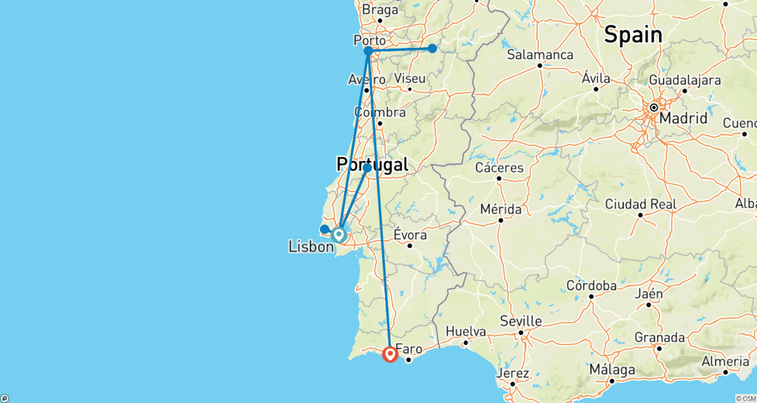 Mapa do percurso de O Melhor de Portugal com Tudo Incluído no Algarve