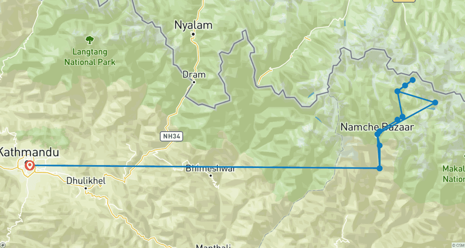 Mapa trasy: Wspinaczka na Island Peak z Trekiem do EBC
