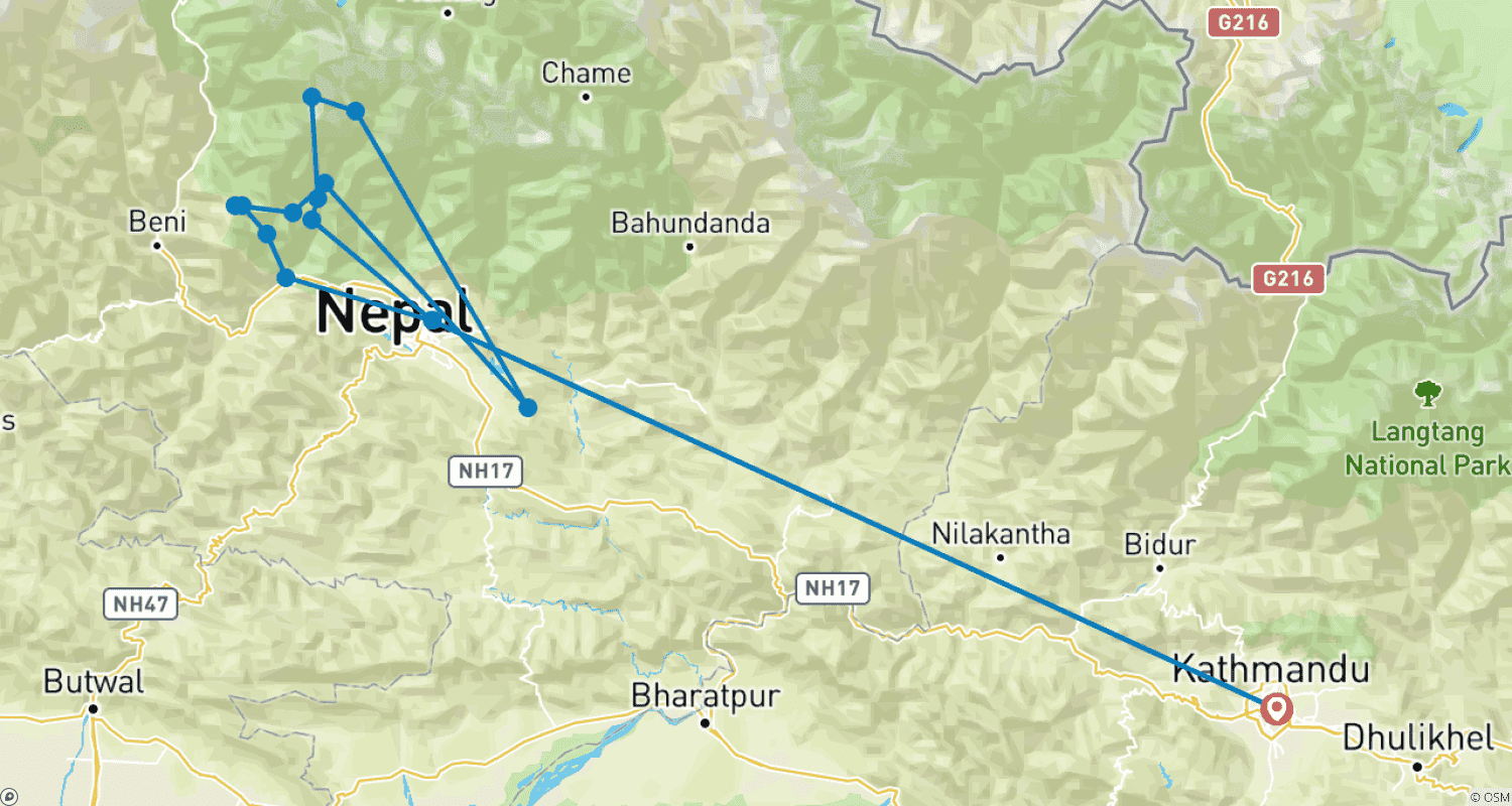 Mapa trasy: Trek do Bazy Annapurny